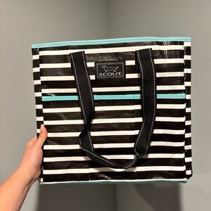 Scout TENNIS BAG Black and White Striped Tote Bag
